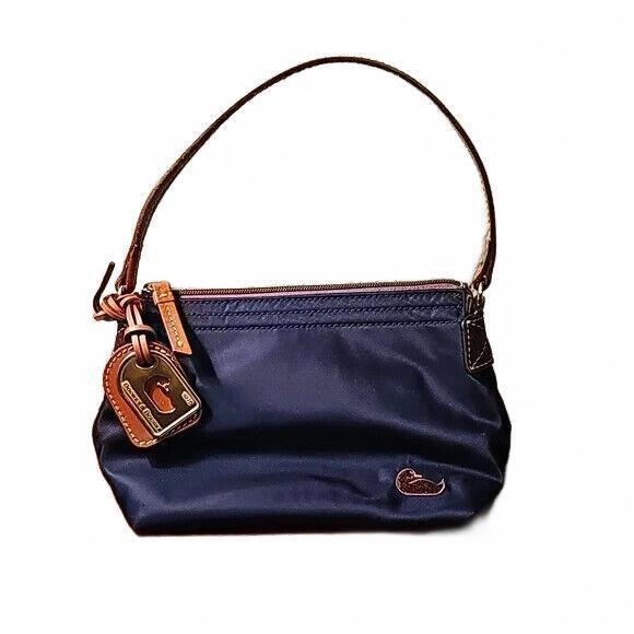 Dooney & Bourke Nylon Pouchette Blue with brown leather and Duck detail  Vintage - Picture 1 of 11